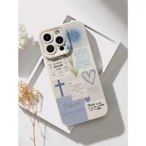 1pc Jesus Cross Slogan Pattern Anti-Fall Cute Phone Case Compatible With Iphone 13/11/17/17pro/16/14/15/15pro/15 Plus/15 Promax/7plus/8plus/X/Xs Max/Xr