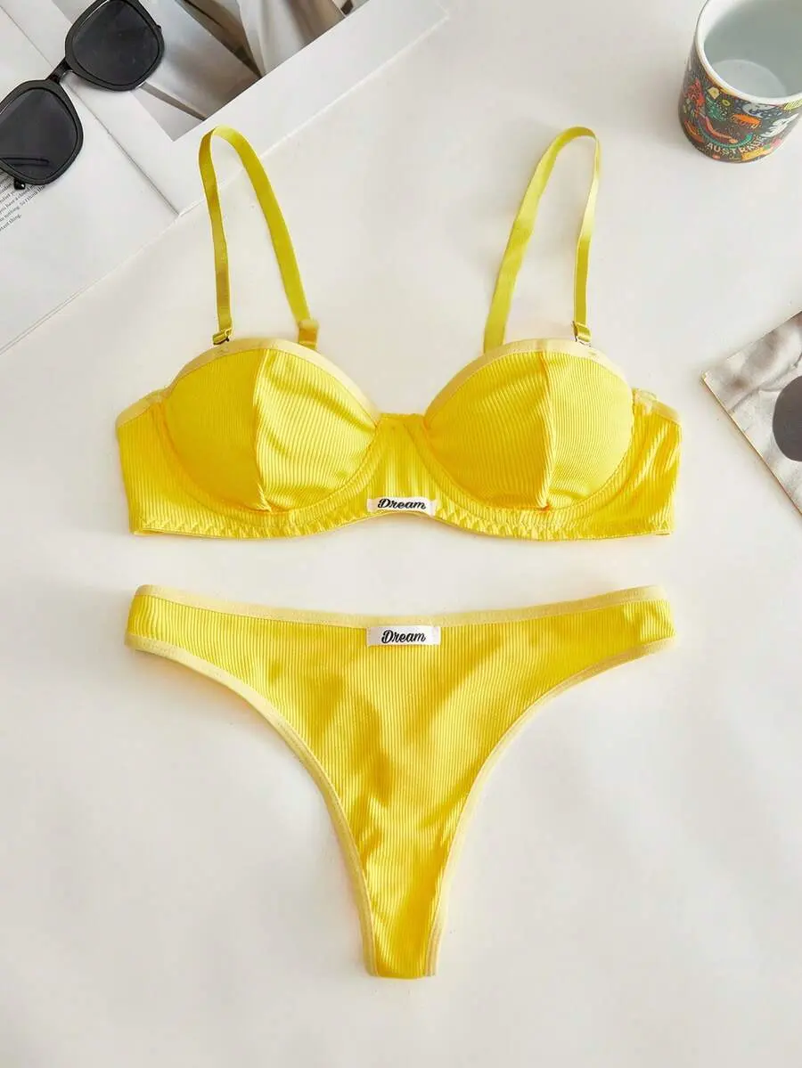 Lowkey Lull 2pcs Set Underwire 1/2 Cup Lift & Gather Minimalist Comfortable High Elasticity High Support Women's Bra Set
