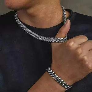 GAb 12MM 316L Stainless Steel Solid Cuban Chain,For Hip Hop Men's Jewelry,The best Father's Day gifts, BF Gift With Gift Box