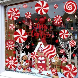 8 sheets Christmas Window Stickers, Candy Window Decals Oil Painting Candy Stickers for Home Office School Winter Glass Window Decorations, Decoration Items