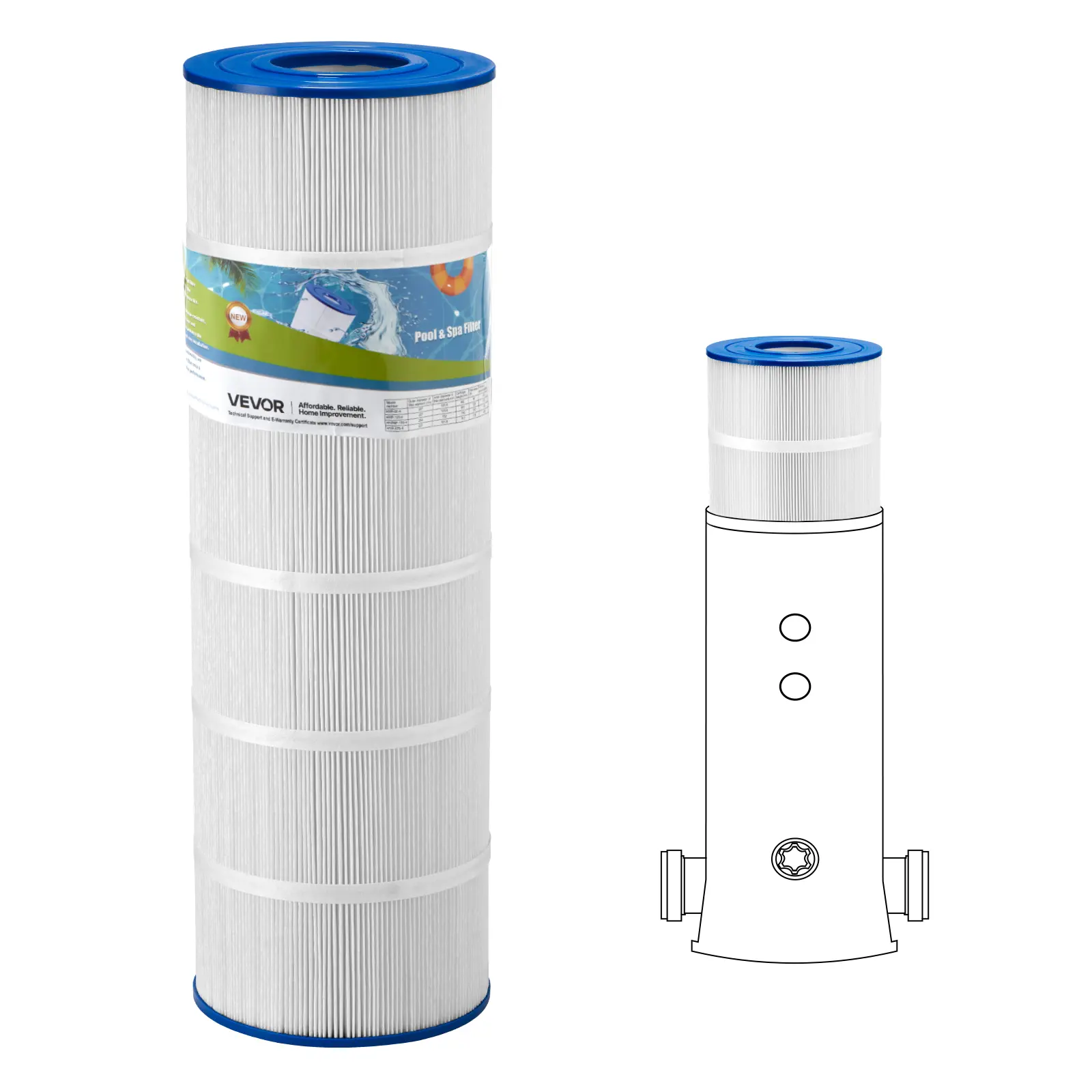 【SummerFinds】VEVOR 175 Sq. Ft Pool Filter Cartridge, Trilobal Fiber Pleated Replacement, Compatible with Pleatco PA175 & Hayward C1750, Quick Rinse Easy-to-Clean Spa Hot Tub Filter, Safe for Kids, Fathers Day Gift, Cylinder, 1 X 175 Sq. Ft.