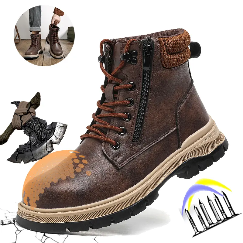 New Safety Boots Men Work Indestructible Shoes Sneakers Protective Boots Anti-smash Anti-puncture Roofing Shoes work life waterproof shoes industrial construction steel toe work boot