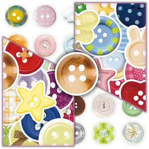 Cute Cartoon Button Sticker, Creative DIY Crafting Decorative Sticker, Decorative Sticker for Journaling & Scrapbooking, Sticker Kit