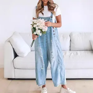 Women's Denim Overalls Casual Jumpsuits Loose Fit Adjustable Strap  Distressed Wide Leg Baggy Overalls Jumpsuit Casual Jean Romper, Viral TikTok Streetwear Outfit