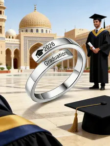 Class of 2026 Graduation Cap Commemorative Ring Stainless Steel Durable Adjustable Wrap Rings For Women Men Graduation Jewelry Gifts