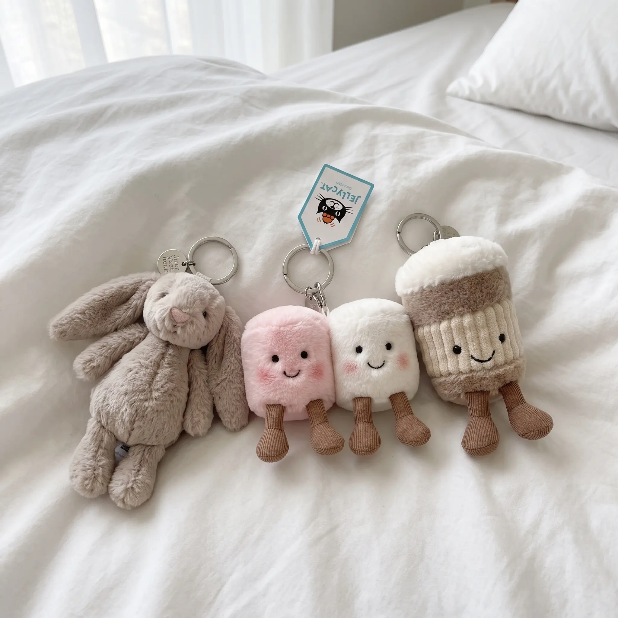 JELLY CAT Amuseables Peanut Plush Charm - Cute Soft Keychain, Women's Sun Bag Accessory, Cloud-Themed Jewelry for Women, Bag Chains and Charms Gift, Plain, Cloud Theme, Soft Plush