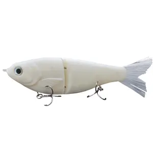 HADORAM Lure Slow Sinking Glide Bait with Fur Tail Lifelike Fishing Tackle for Trout Shad Bass Musky