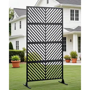72x40 in Metal Privacy Screen, Freestanding Outdoor Decorative Fence Panel for Patio, Balcony & Garden