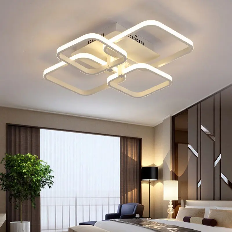 LED Ceiling Light, 4-Head Square Linear Ceiling Light, 61cm x 12cm White/Black Ceiling Light, Suitable for Bedrooms, Living Rooms, Offices, Stairwells & Attics, Home Interior Ceiling Lighting, Home Decor Lighting, Ceiling Led Lights, Led Lighted