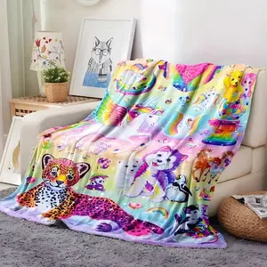Whimsical Unicorn Cheetah Print Fleece Blanket Soft Lightweight  Durable Flannel Throw With Vibrant Rainbow Colors