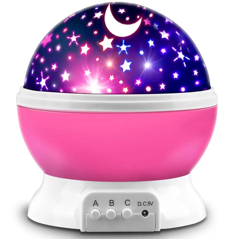Rotating Star Moon Projector Night Light - Pink LED Lantern, LED Lights Bedroom Decor, Fun Gift for 1-14 Year Old Kids, Household Appliance for Lantern Illumination & Outdoor Use, Led Lantern Illumination
