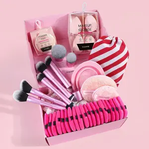 Makeup Tool Set, 1 Set Makeup Brushes & Powder Puff & Makeup Sponge & Brush Cleaning Bowl & Cosmetic Bag, Professional Makeup Brushes Set for Women