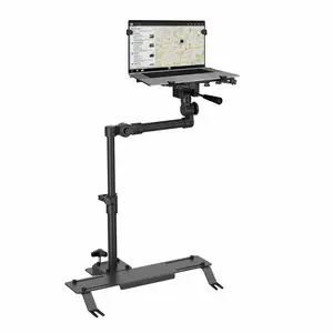 Mount-It! Car Laptop Mount for Passenger Seat, No Drill Vehicle Laptop Stand for Up to 17” Laptops & Tablets, Adjustable Full Motion Laptop Holder with Cooling Tray