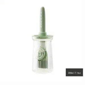 1pc Silicone Kitchen Oil Brush with Bottle - Heat Resistant, Non-Stick, Easy Cleaning, Integrated Seasoning Container - Perfect for BBQ, Outdoor Camping, Picnic, Hiking, Cooking, Kitchen Essentials, Cookware Accessories and Grill Brush