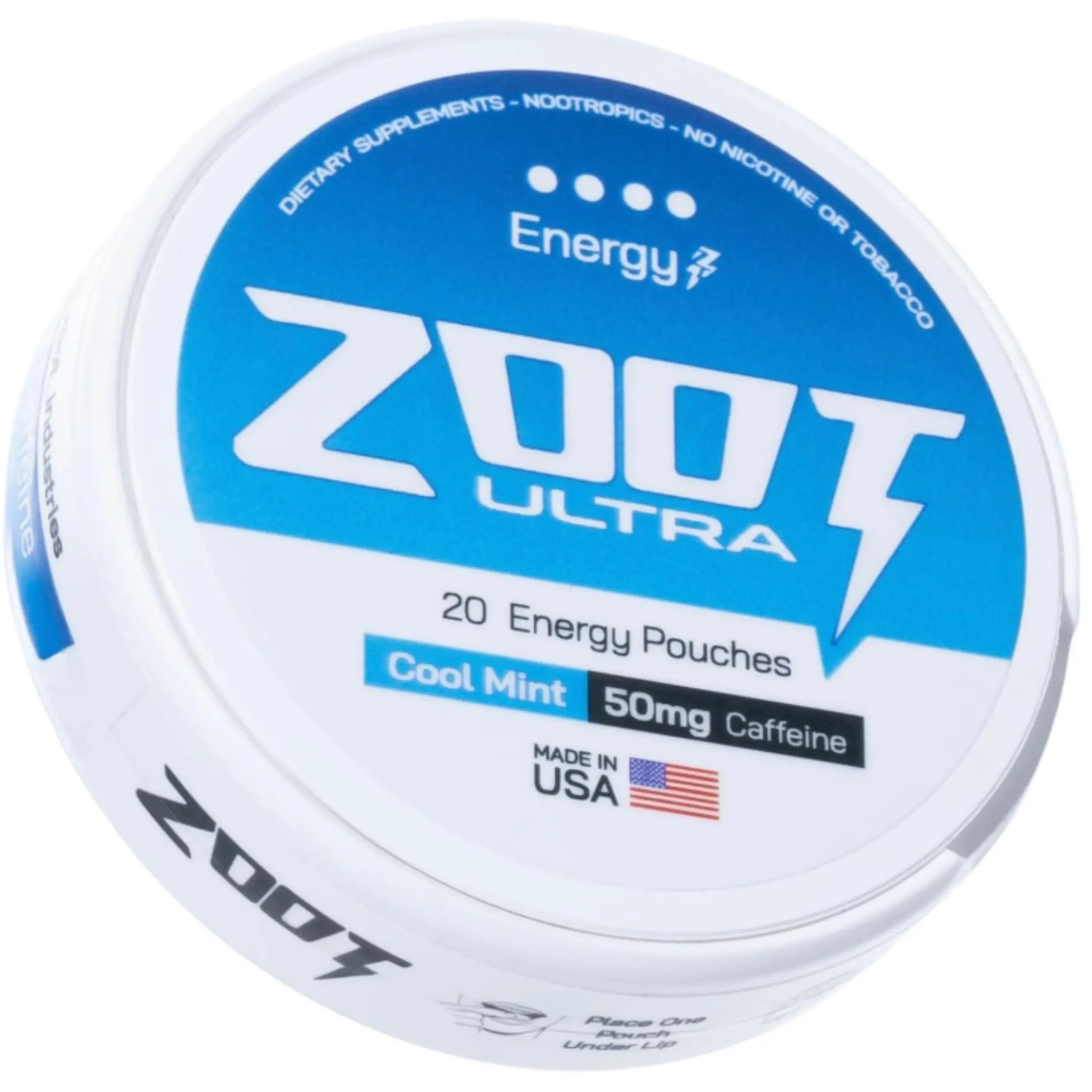 ZOOT Ultra Focus & Energy Pouches - Sugar-Free Cool Mint Nootropic Supplement for Sport, with Clean Caffeine for Caffeine Energy Boost, Blended Vitamins & Minerals (20 Pouches)