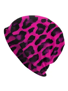 1PC	Outdoor Hats Hot Pink Leopard Print Thin Hat Bonnet Special Skullies Beanies Caps Men Women's Earmuffs