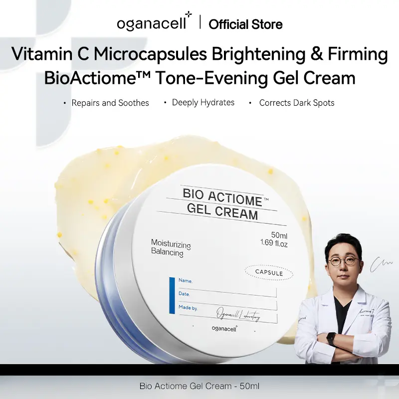Oganacell Ultra Firming Gel Cream with Vitamin C Microcapsules - 1.69 fl oz K-Beauty Glass Skin Moisturizer for Pore Refining & Anti-Aging  | Korean Skincare
