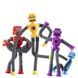 Kids Multicolor Flexible Suction Cup Robot Toy, Stretchable Stress Relief Sensory Game, Unique Gift for Birthday Christmas Halloween