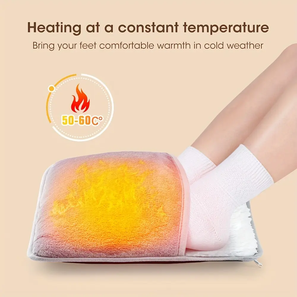 Electric Foot Warmer with Washable Flannel Heating Pad, Perfect for Home Use As Thermal Slippers.