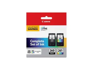 Canon PG-260 Black & CL-261 Color Ink Cartridge Value Pack for PIXMA TS5320 Canon PG-260 Black & CL-261 Color Ink Cartridge Value Pack for PIXMA TS5320