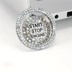 Rhinestone Decor Car Engine Start Stop Button Ring, Car Engine Start Stop Button Decoration, Car Interior Decorative Accessories for Women & Men Gift