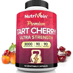 Nutrivein, Tart Cherry Capsules, Berry-Based Dietary Supplement, Plant Extract Formula, Natural Nutrition Support, 3000mg, 90 Vegan Capsules, 1 Capsule Daily