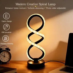 Modern LED Spiral Desk Lamp with Dimmable Switch, Bedside Light for Bedroom Living Room Home Office, Space Saving Design, Decorative Lights, LED Mood Lamp, LED Table Lamp