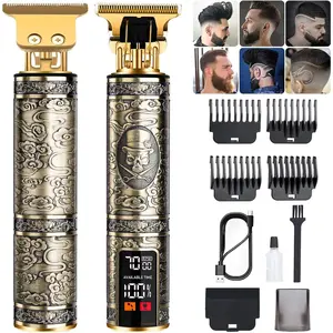 Professional Beard Trimmer for Men, Hair Clippers with 4 Limit Combs, Cordless Rechargeable with LCD Display, Approaching Zero Gapped Cutting Grooming Kit