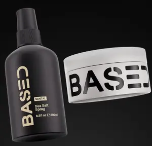 BASED Men's Hair Styling Duo - Santal Sea Salt Texturizing Spray + Matte Finish Hair Pomade, Volume Hold For All Hair Types