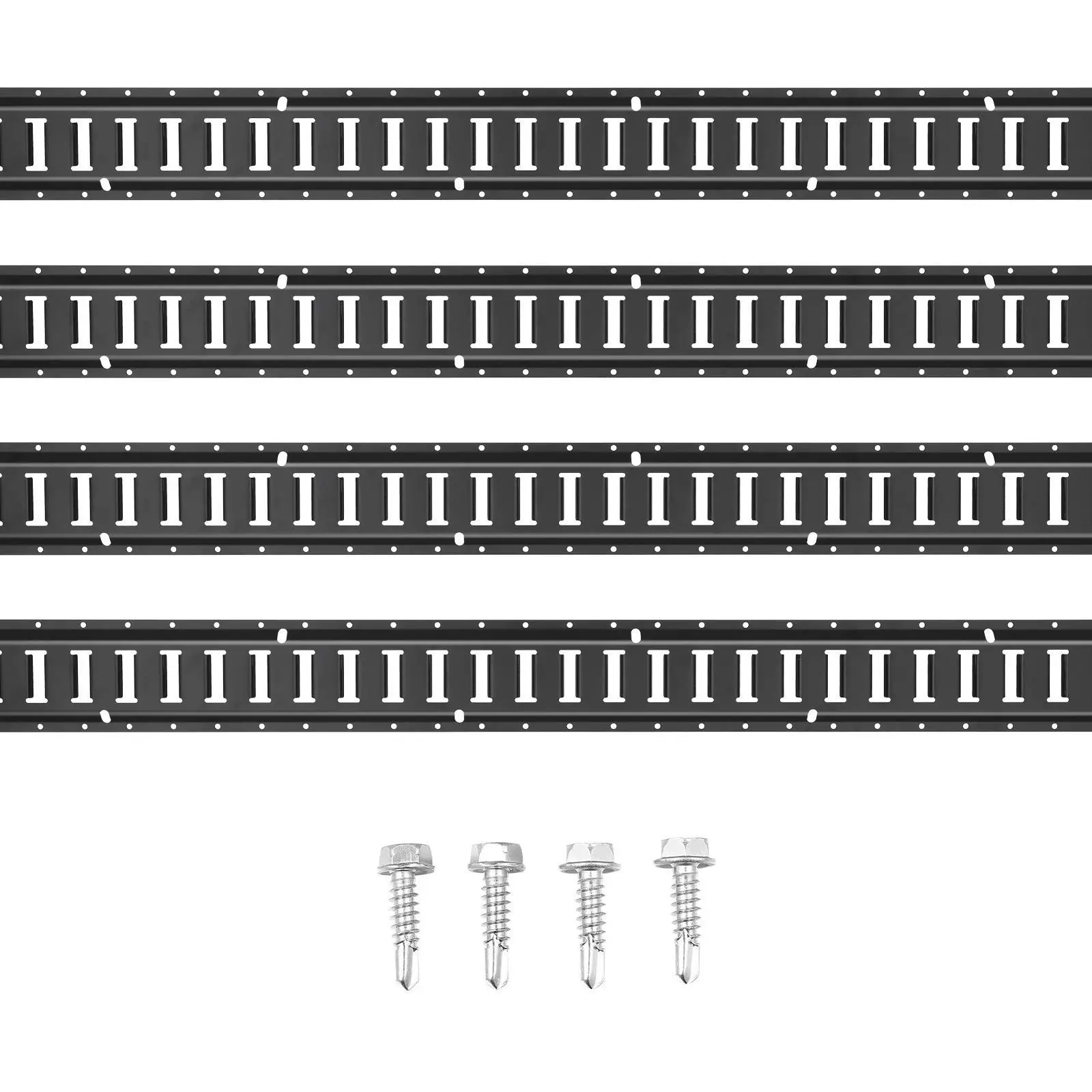 【summerfinds】VEVOR E Track Tie Down Rail Kit, 5' Steel Rails, 4 Pack, Secure Cargo & Heavy Loads Up to 2000 lbs, Heavy Duty Etrack Rails with Screws for Garages, Vans, Trailers, Motorcycle Tie Downs, ATV Mountings