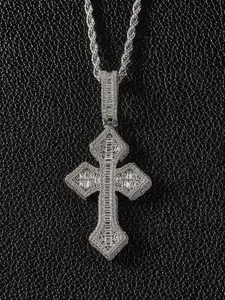 1PC ICED CHICS pointed cross pendant, made of copper inlaid zircon, hip-hop street style, faith, a gift for friends, birthday present, Cross Pendant Jewelry, Zirconia Crucifix Pendant