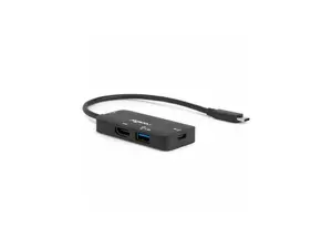 Rocstor Premium Type-C to HDMI/USB-A/Type-C Female (PD & Data) Multiport Adapter - 1 x USB Type C - Male - 1 x HDMI Digital Audio/Video - Female, 1 x USB 3.0 Type A - Female, 1 x USB Type C - Fema