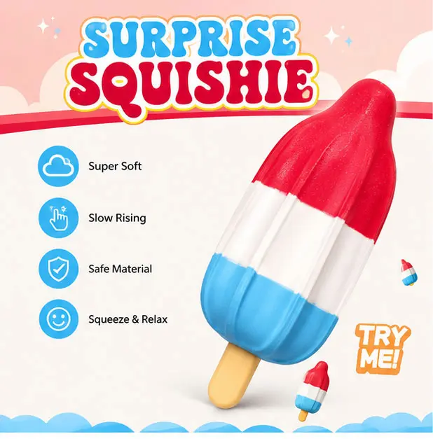 9.8 in Giant Popsicle Squishy Toy, Slow Rising Stress Relief Fidget Squeeze Toy, Realistic Ice Cream Bar Dessert Squishies,  Food Themed Sensory Toy for Adults & Kids