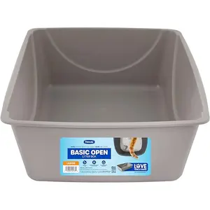 Open Cat Litter Box, Large, Nonstick, Durable, Easy Clean, Made in USA, for Small & Large Cats