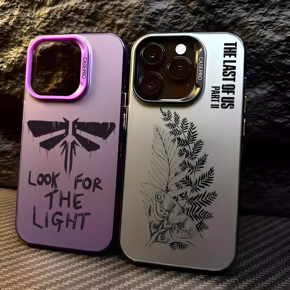 The Last of Us Custom Silicone TPU Shockproof Back Protection Shell for iPhone 16/15/14/13/12/11 Pro Max - Black Frosted Panel, Multicolor Laser Print Cover with Candy Shiny Accessories, Camera-Safe Design
