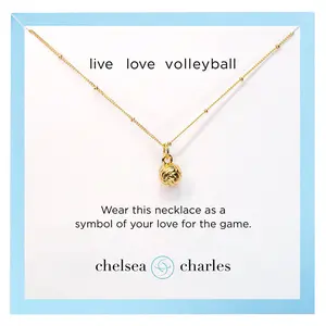 CC Sport Gold Volleyball Charm Necklace