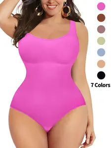 Women's Solid Square Neck Shapewear Bodysuit, Casual Sleeveless Shapewear Bodysuit for Daily Wear, Women's Shapewear Clothing for All Seasons