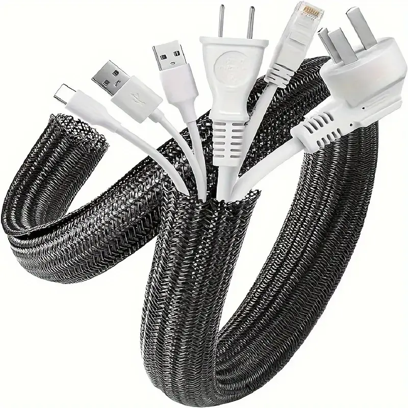 Cord Protector, Wire Loom Tubing Cable Sleeve Split Sleeving, Protective Cover For Home USB Cable Power Cord Audio Video Cable, USB Cable Safety, USB Cable Protection, Durability