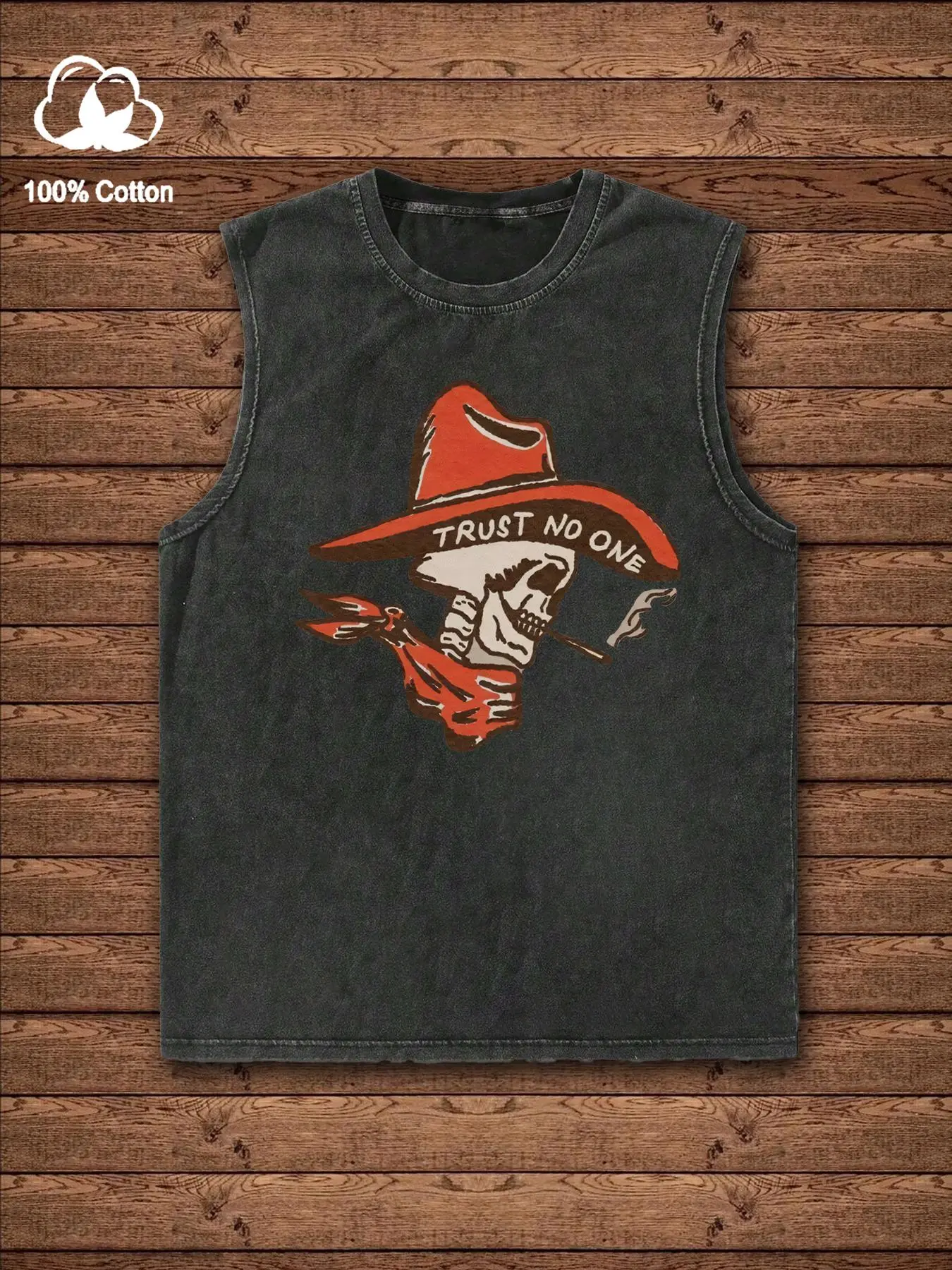 Vintage American Style Skeleton Denim Vest, 100% Cotton Washable Fabric, Perfect for Summer, Casual Fit for Gym & Streetwear, Halloween