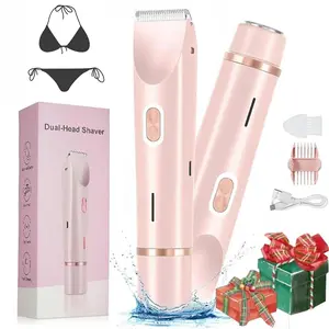 LEHOM Bikini Trimmer for Women, Rechargeable 2 in 1 Body & Facial Hair Removal, Waterproof Wet & Dry Use Trimmer for Women, Winter & New Year Gift, Valentine's Day Gift