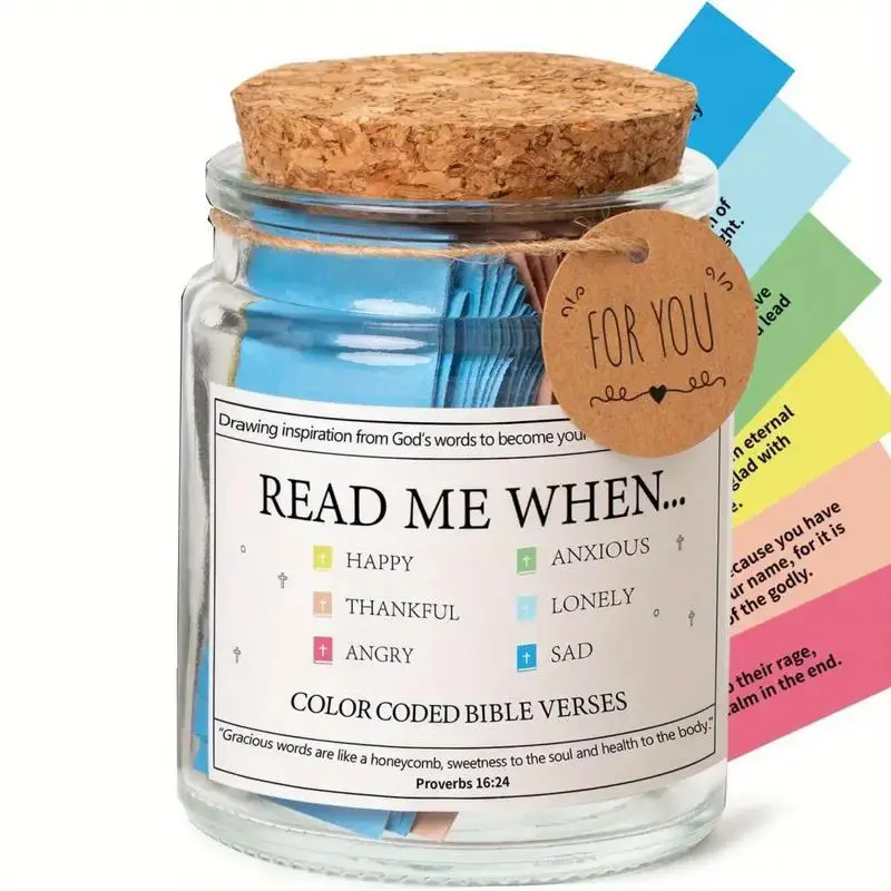 Emotional Journal Jar, 1 Set Including Colorful Inspirational Verse Card, Unique Gift for Spiritual Reflection and Self-care, Multicolor
