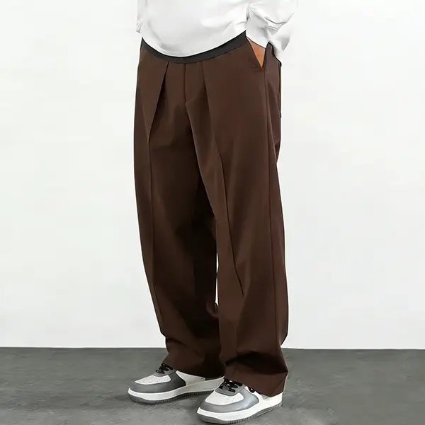Men's spring/summer lightweight loose straight leg casual dress pants, basic solid color simple versatile spring trousers, comfortable breathable style suitable for various occasions in daily life.men's wear flash sale.