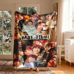 Malachi Youth Idol Photo Collage Flannel Blanket, Large Size, Soft Lightweight Warm, Perfect for Bed Sofa Office Camping Travel Gift