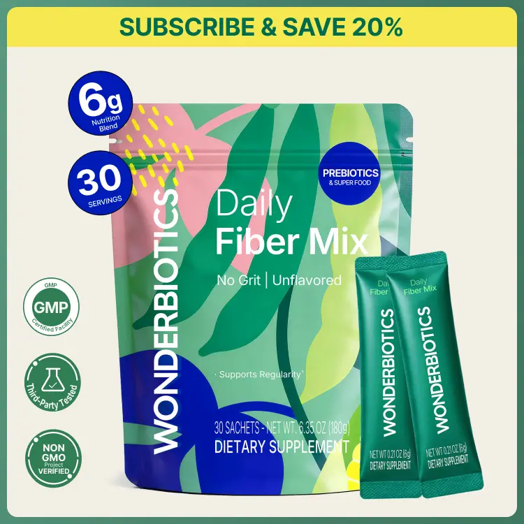 Daily Fiber Supplement Powder Packets - 5 Diverse Fibers with Prebiotics, Superfood Blend for Digestion, Psyllium Husk, PHGG, Drink Mix for Women & Men, Low FODMAP, Sugar Free Healthcare