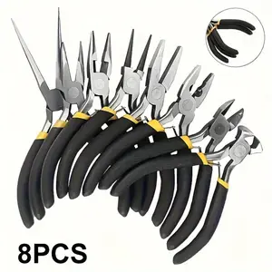 8pcs Mini Jewelry Pliers Set - Needle Nose, Angled Vise & Wire Trimmer - Multifunctional DIY Craft Tools for Jewelry Making and Repair Multipurpose Plier Set