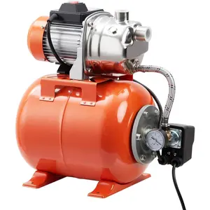Garvee 1HP Shallow Well Pump with Pressure Tank, Automatic Irrigation Water Booster Jet Pump with 22/44 PSI Pressure Switch, Stainless Steel Head for Home Garden Lawn