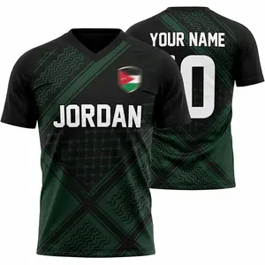 [Custom Name] Jordan Soccer Fan Jersey, Personalized Name Number Football Shirt, Black Green Supporter Apparel, Custom Sports Tee, Unisex Football Fan Wear, Gift For Jordan Football Lovers