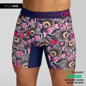 Step One Men's Boxer Brief - Jungle Birdz, Anti-Chafe, Breathable Bamboo Fabric, UltraGlyde Panels, Hidden Elastic Pouch, Premium Underwear, Athletic Daily wear