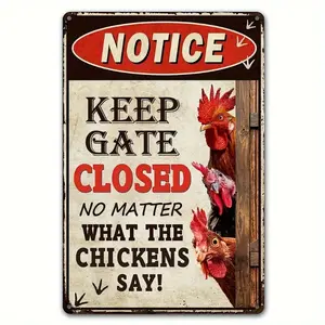 "Whimsical Chef Chicken Sign - 8in X 12in"" Wooden Fiberboard Decor with Humorous 'Close The Door' Message for Home, Office, and Farmhouse Decoration - Unique Conversation Starter - Perfect Gift for Housewarming, Birthday, or Holiday"