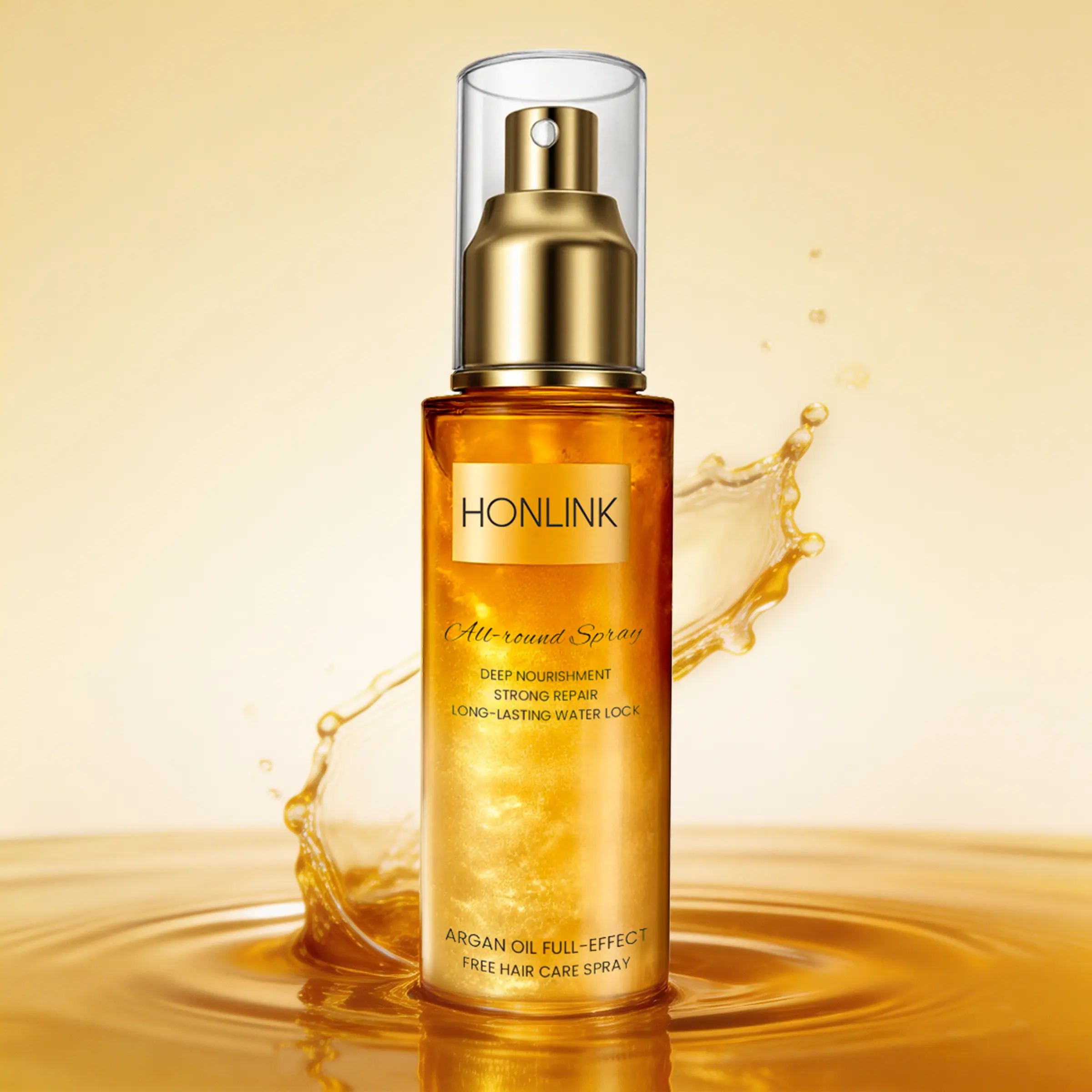 Golden Shimmer Leave-In Fragrance Hair Spray 90ml - Heat Protectant Anti-Frizz Shine Spray with Argan Oil, Smooths, Detangles & Illuminates, Vegan, Color-Safe Hair Care